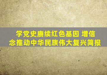 学党史赓续红色基因 增信念推动中华民族伟大复兴简报